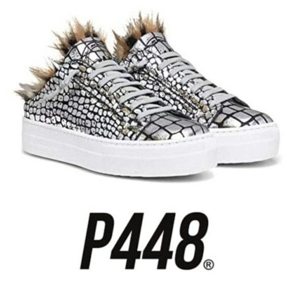 P448 Clara Leather Faux Fur Lined Slip-On Shoes Size 35